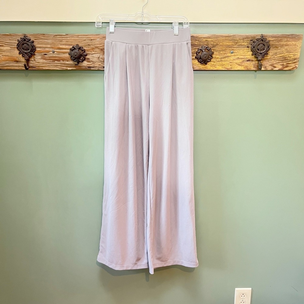 Halara Gray Wide Leg Pleated High Waist Trousers Pants Small Regular